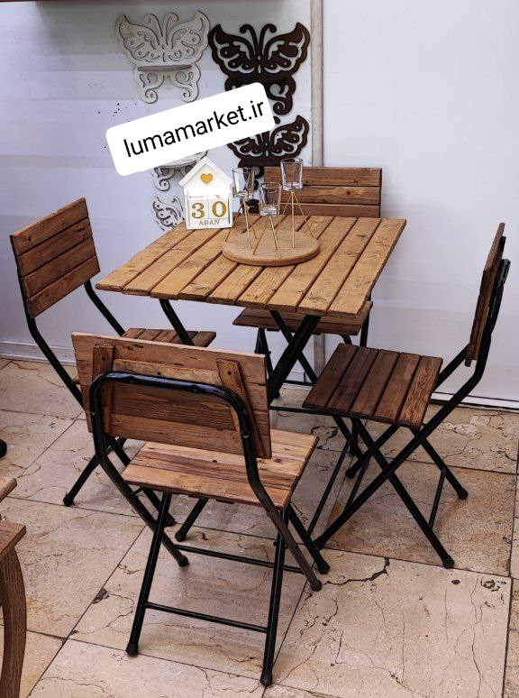 میز و صندلی تاشو چهار نفره
